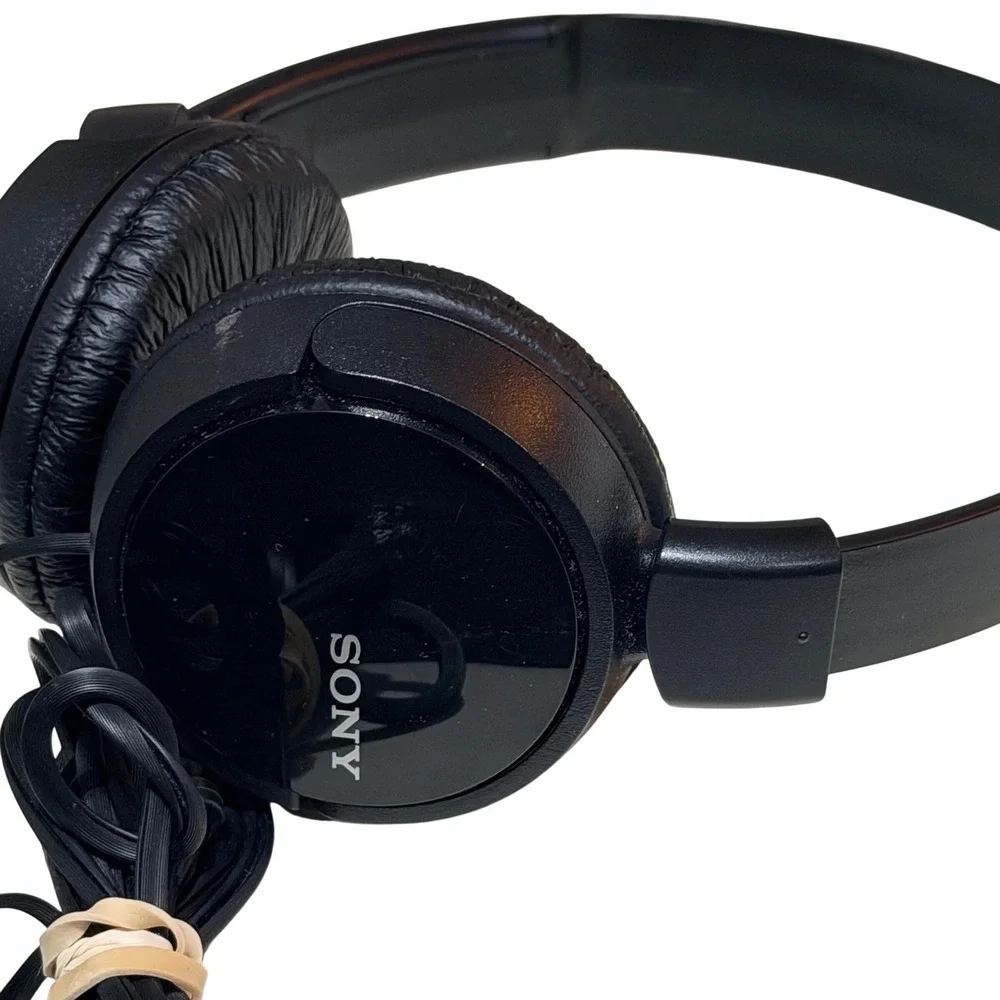 Sony MDR-ZX110 Headphones Wired On-Ear Black Folding Portable Travel Minimalist